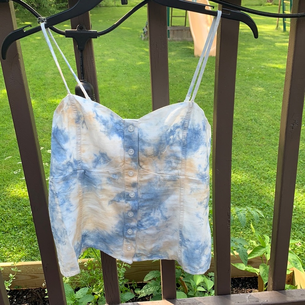 American Eagle Blue And Orange Tie Dye Tank Top